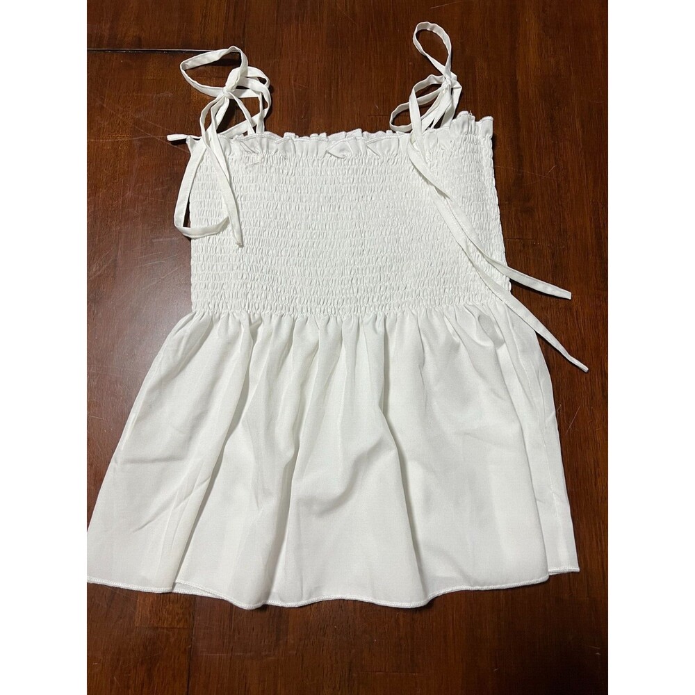 Womens Lyaner White Tank Top with Tie Straps Size Small